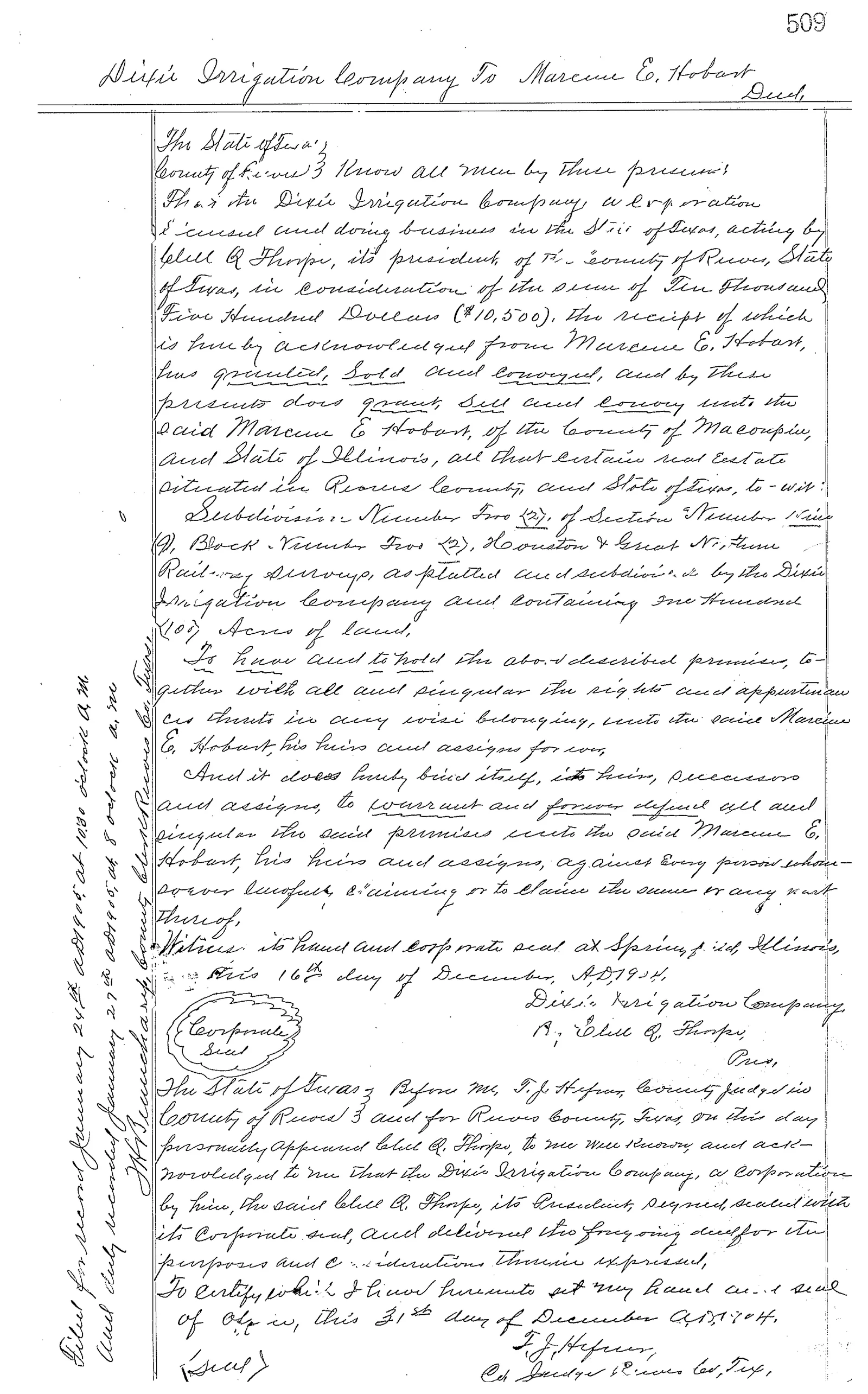 Dixie Irrigation Co - Recorded Deed (Doc #24620295)